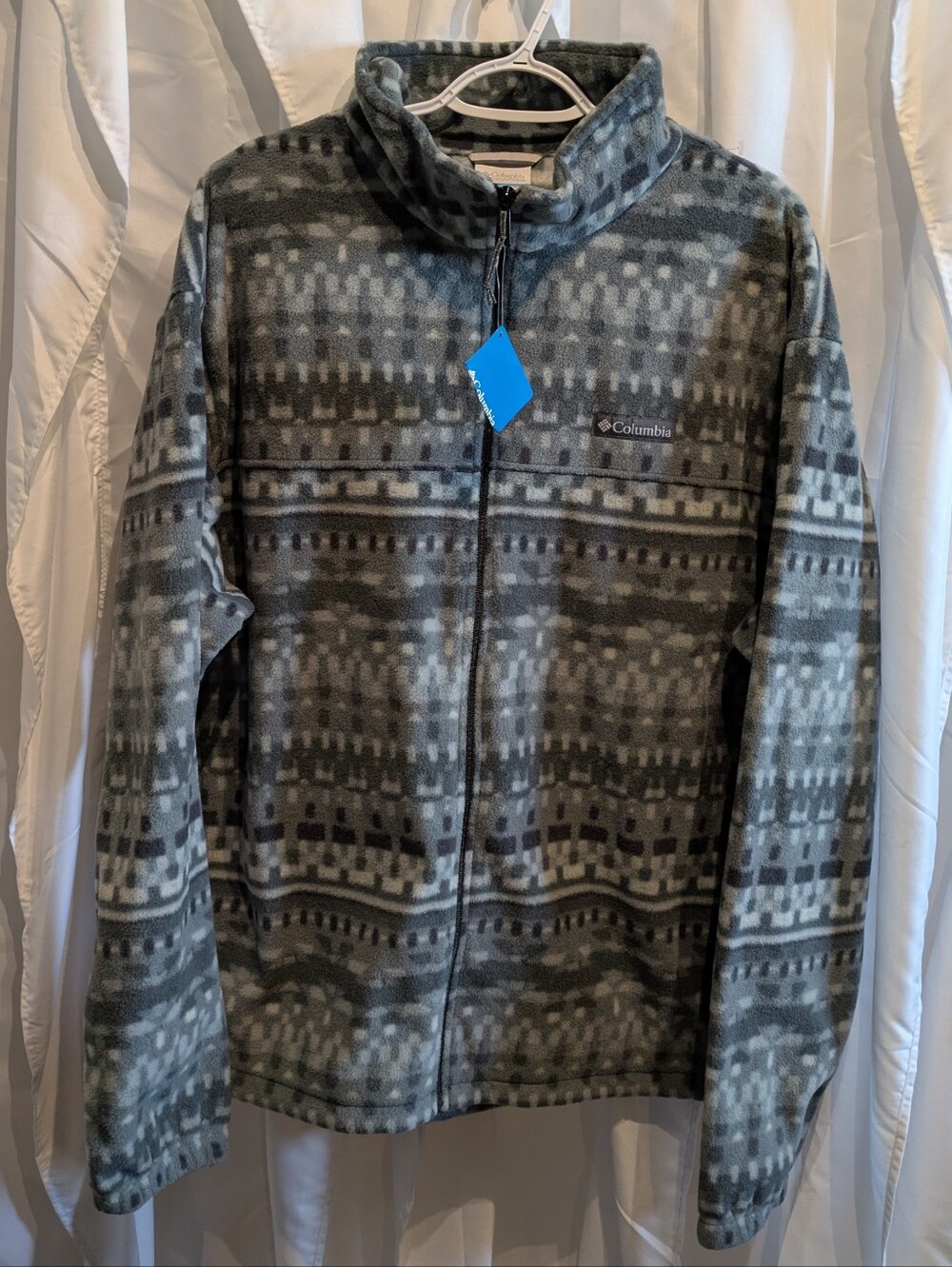 D4 NWT Columbia Full Zip Fleece Jacket Grey Southwest Pattern Size XXL